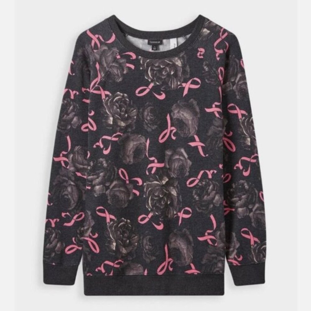 Torrid Breast Cancer Awareness Classic Fit Sweatshirt Grey 2